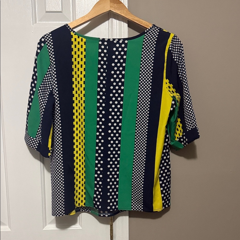 SHEIN Multicolor Polka Dot and Stripe Blouse NWOT Medium US 6 - Picture 4 of 6